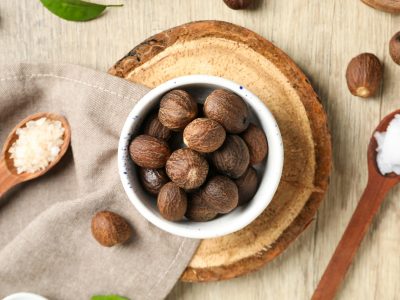 Concept of skin care cosmetics, Shea butter, top view